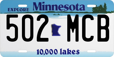 MN license plate 502MCB