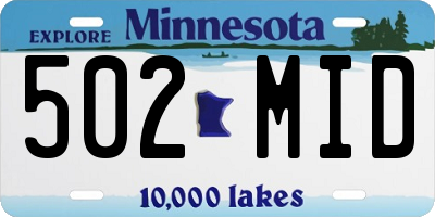 MN license plate 502MID