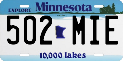 MN license plate 502MIE