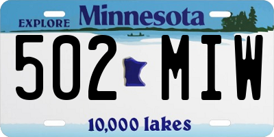 MN license plate 502MIW