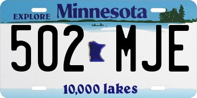 MN license plate 502MJE