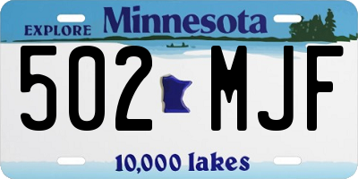 MN license plate 502MJF