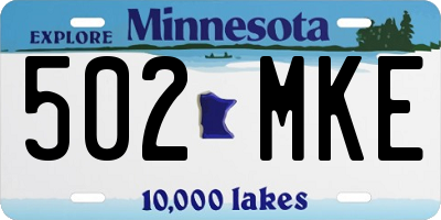 MN license plate 502MKE