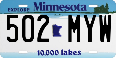 MN license plate 502MYW