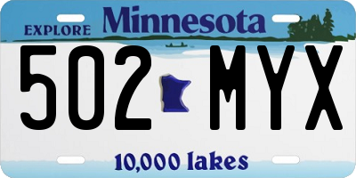 MN license plate 502MYX