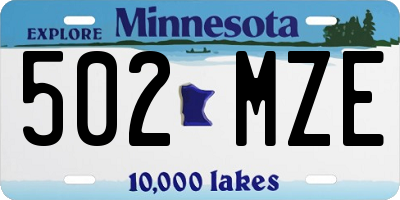 MN license plate 502MZE