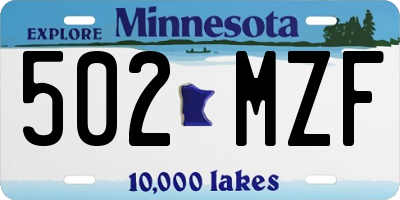 MN license plate 502MZF