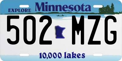 MN license plate 502MZG