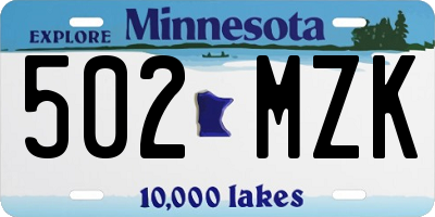 MN license plate 502MZK