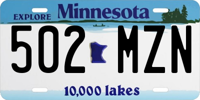 MN license plate 502MZN