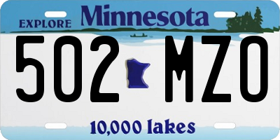 MN license plate 502MZO