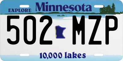 MN license plate 502MZP