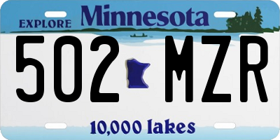 MN license plate 502MZR