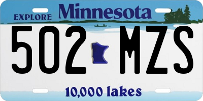 MN license plate 502MZS