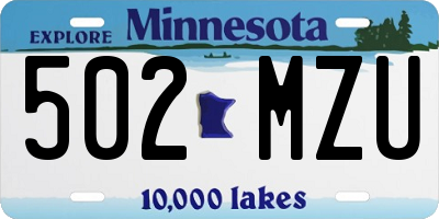 MN license plate 502MZU