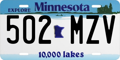 MN license plate 502MZV
