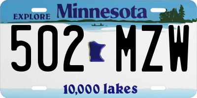 MN license plate 502MZW