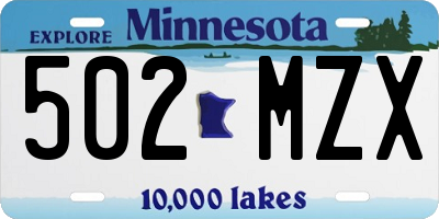 MN license plate 502MZX