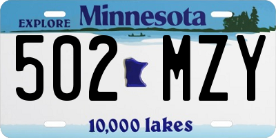 MN license plate 502MZY