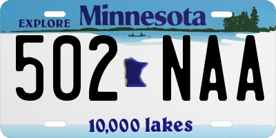 MN license plate 502NAA