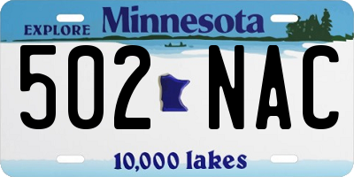 MN license plate 502NAC