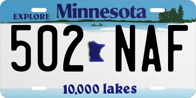 MN license plate 502NAF