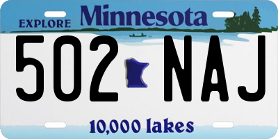 MN license plate 502NAJ