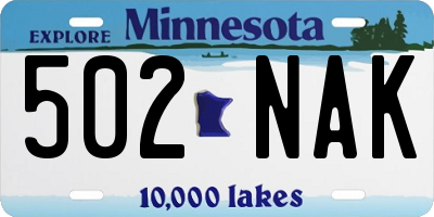 MN license plate 502NAK