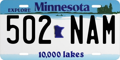 MN license plate 502NAM