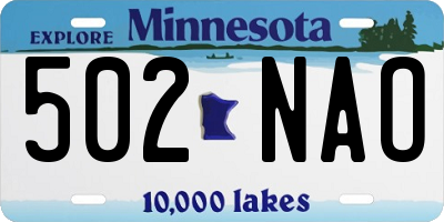 MN license plate 502NAO