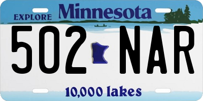 MN license plate 502NAR