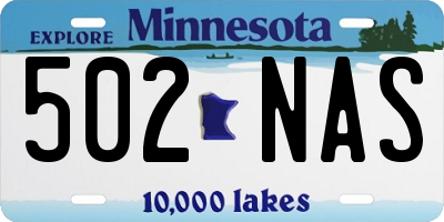 MN license plate 502NAS