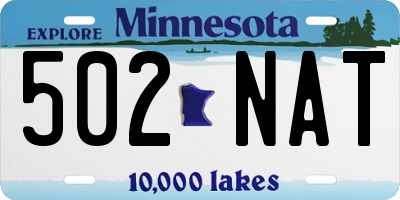 MN license plate 502NAT
