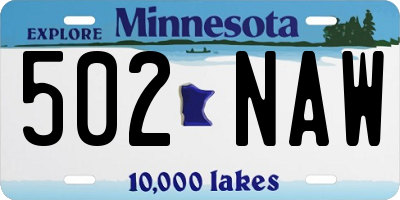 MN license plate 502NAW