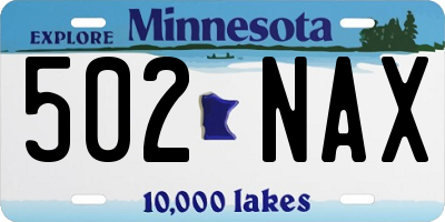 MN license plate 502NAX