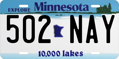 MN license plate 502NAY