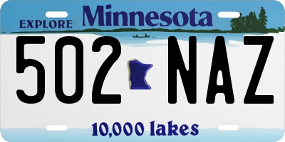 MN license plate 502NAZ