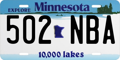 MN license plate 502NBA