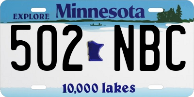 MN license plate 502NBC