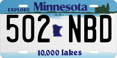 MN license plate 502NBD