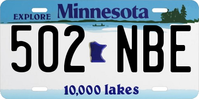 MN license plate 502NBE