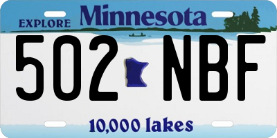MN license plate 502NBF