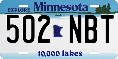 MN license plate 502NBT