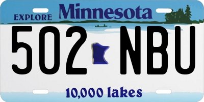 MN license plate 502NBU