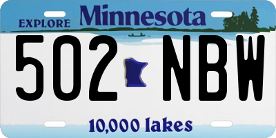MN license plate 502NBW