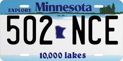 MN license plate 502NCE