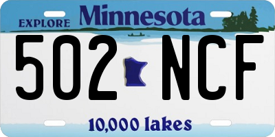 MN license plate 502NCF