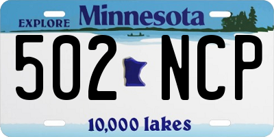 MN license plate 502NCP