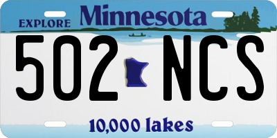 MN license plate 502NCS