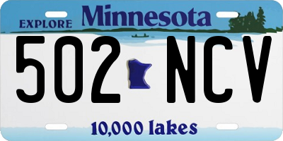 MN license plate 502NCV